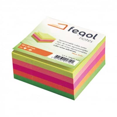 Αυτοκόλλητα Χαρτάκια Κύβος Neon Color 50*50mm FEGOL