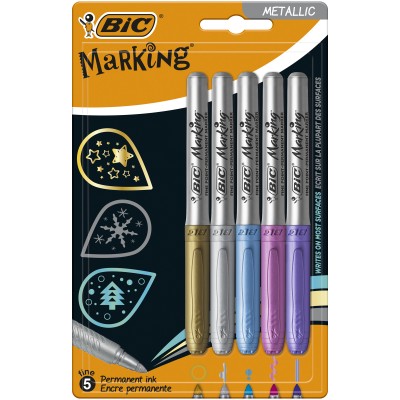 Μαρκαδόροι Ανεξίτηλοι BIC Marking Metallic Color 5 τεμ.