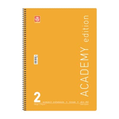 Academy Τετράδιο Σπιράλ A4 2 θεμάτων Κίτρινο