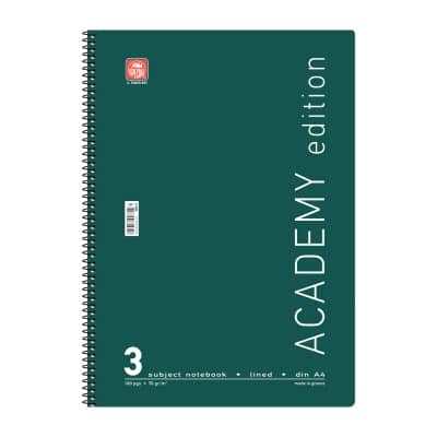 Academy Τετράδιο Σπιράλ A4 3 θεμάτων Πράσινο