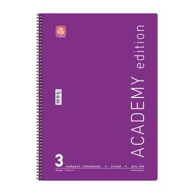 Academy Τετράδιο Σπιράλ A4 3 θεμάτων Μωβ