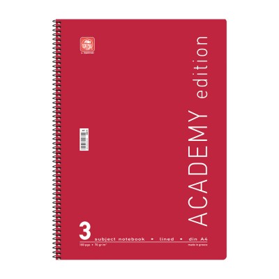 Academy Τετράδιο Σπιράλ A4 3 θεμάτων Κόκκινο