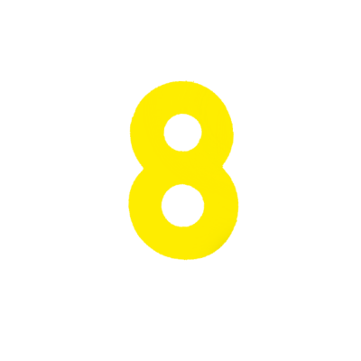Αυτοκόλλητο Νούμερο "8" Κίτρινο 2,5x3cm